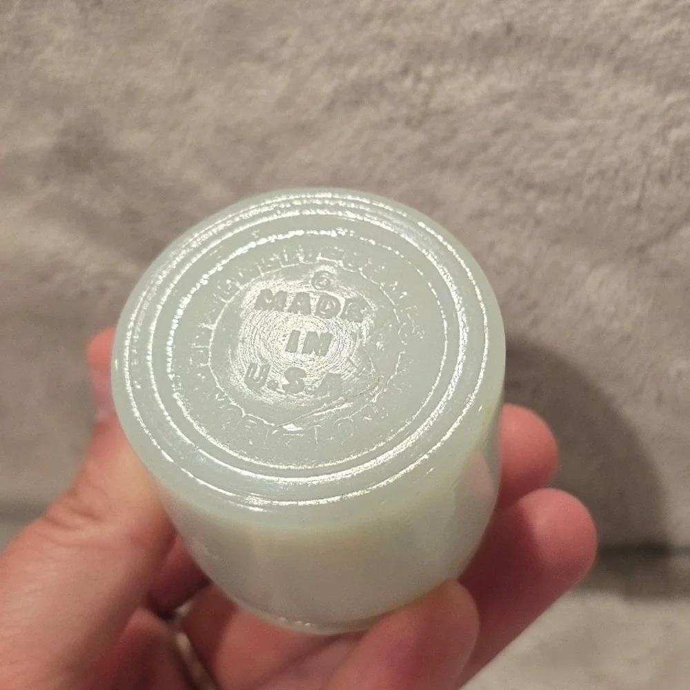 Vintage Menley-James Milk Glass Cosmetic Jar Made in USA White Vanity Pot